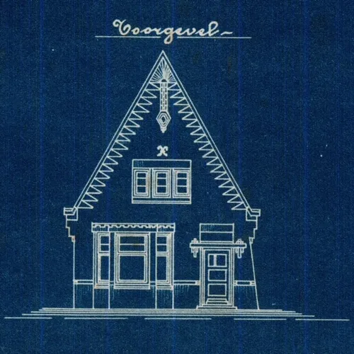 De voorgevel, naar een ontwerp van bouwkundige P. Veltman, maart 1929. Bron SALHA.