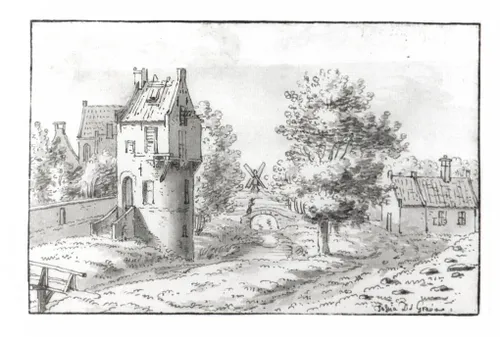 Tekening van Josua de Grave uit de late zeventiende eeuw van het Demerrondeel.