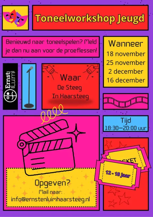 Affiche Toneelworkshops Jong Ernst en Luim