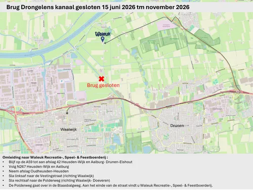 Omleiding Waleuk ivm afgesloten brug