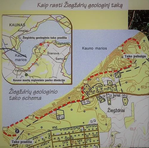 Žiegždrių geologinio tako žemėlapis