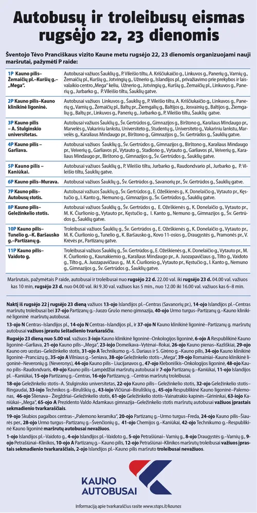 transportas popieiaus vizito metu