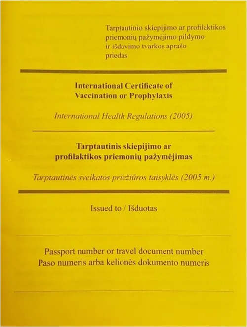 tarptautinis skiepijimo ar profilaktikos priemoni paymjimas