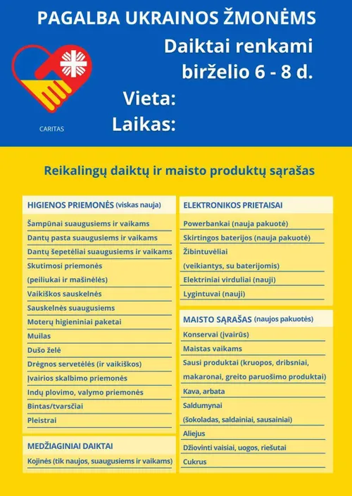daiktu rinkimas pagalba ukrainai birzelio6 8 d