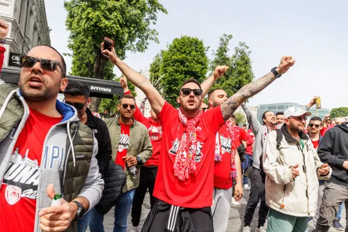 Olympiakos fanai prieš rungtynes