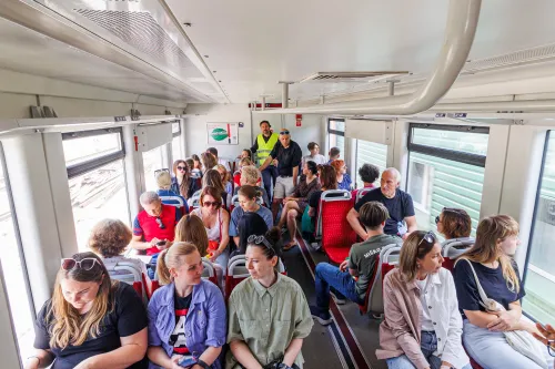 Ekskursija traukiniu į Drobės fabriką