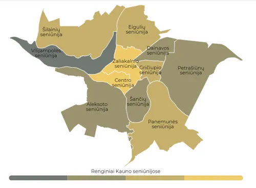 2023 m. Kauno kultūros lauko analizė pagal kultura.kaunas.lt. Renginių pasiskirstymas