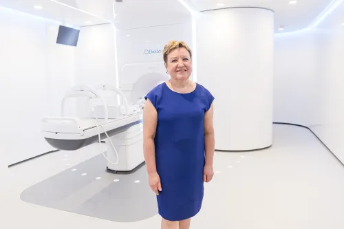 Spindulinės terapijos aparato pristatymas Kauno klinikose. ELTA / R. Tenio nuotr.