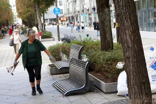 Laisvės alėjos suoliukas / M. Patašiaus nuotr.