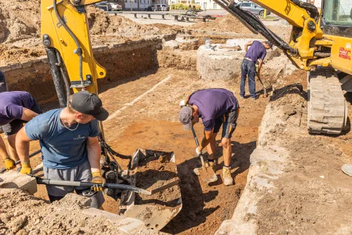 Archeologiniai kasinėjimai prie Rotušės / R. Tenio nuotr.