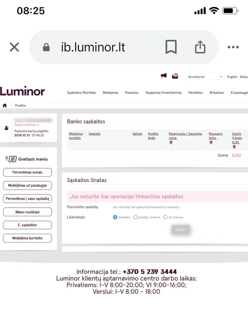 Sutriko Luminor veikla / Skaitytojos nuotr.