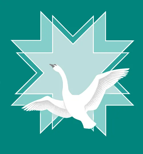 Baltoji gulbė./Dailininkų Angelės Mickutės ir Uldžio Zandbergo kūrinys.