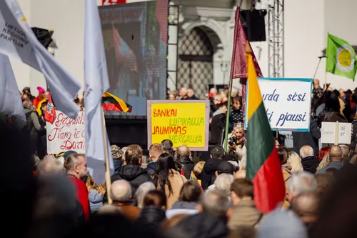 Protestas prieš visuotinį NT mokestį / S. Lisausko, BNS nuotr.
