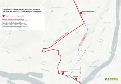 marsruto trasos pokyciai priemiestiniai
