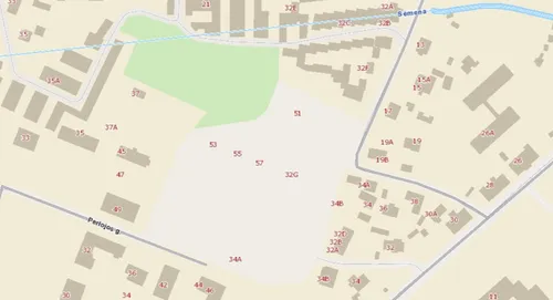 Perlojos g. 53 sklypas „Regia“ žemėlapyje (ekrano nuotr.)