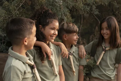 boy scouts spending time nature