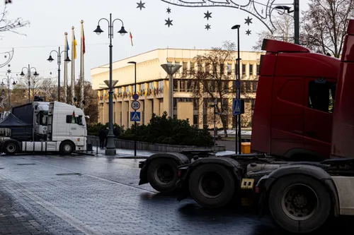 Krovinių vežėjų protesto akcija / BNS nuotr.