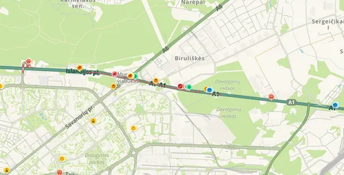 Spūstis A1 kelyje / „Waze“ nuotr.