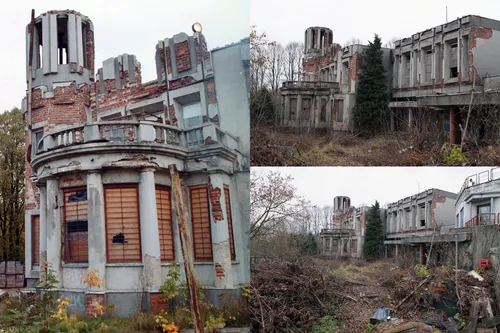 Apleistas restoranas „Kaukas“ prieš nugriovimą atrodė apgailėtinai / M. Patašiaus nuotr. / „Kas vyksta Kaune“ montažas