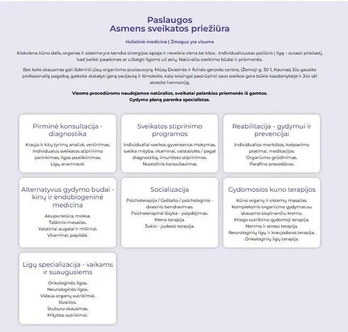 S. Juškienės teikiamos paslaugos / V. Grigaliūnienės nuotr.