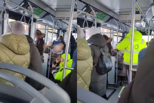 Neadekvatus pilietis viešajame transporte / stop kadro nuotr. / „Kas vyksta Kaune“ montažas