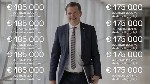Aido Gedvilo turto deklaracijose pateiktos piniginių lėšų sumos | „Sienos“ iliustracija