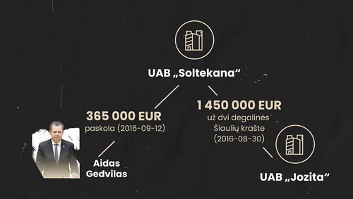 Bendrovės „Soltekana“ suteikta paskola Aidui Gedvilui | Donato Gvildžio / „Sienos“ iliustracija“