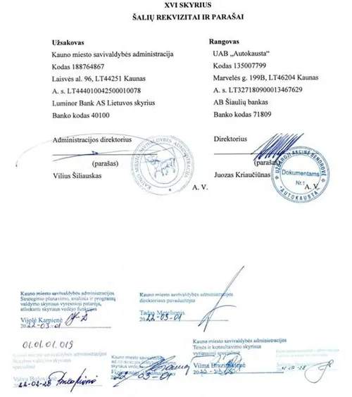 V. Bulovienės pasirašyta sutartis/ Ekrano nuotr.