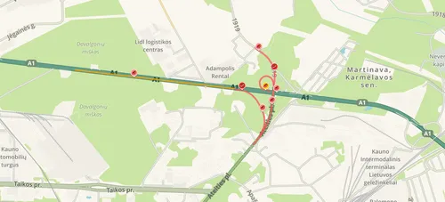 Spūstis A1 kelyje / „Waze“ nuotr.