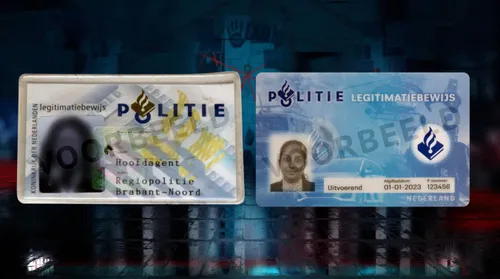 Links de oude politiepas, rechts de nieuwe