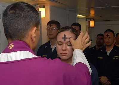 ash wednesdaywikipedia399px us navy 080206 n 7869m 057 electronics technician 3rd class leila tardieu receives the sacramental ashes during an ash wednesday celebration