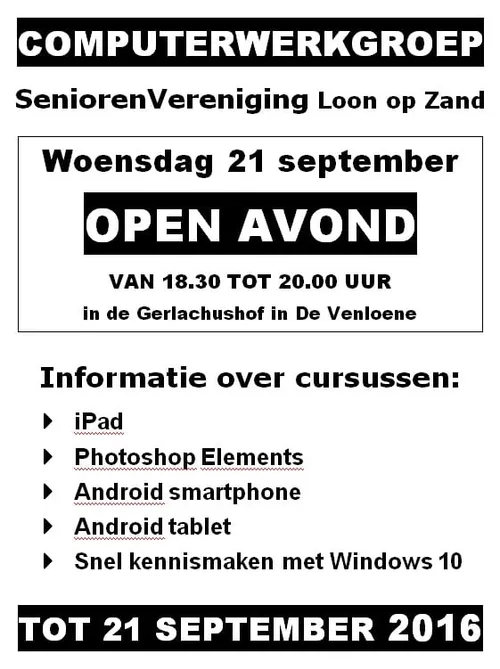 aankondiging open avond affiche