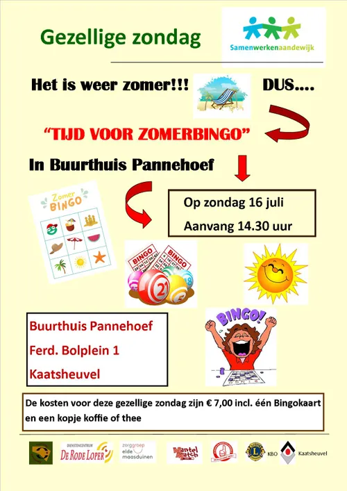 gezellige zondag buurthuis pannehoef zomerbingo 16 7 2023