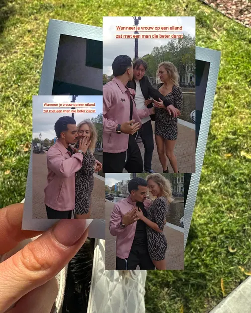 expeditie robinson kandidaat versierd jamie kazan midden op straat