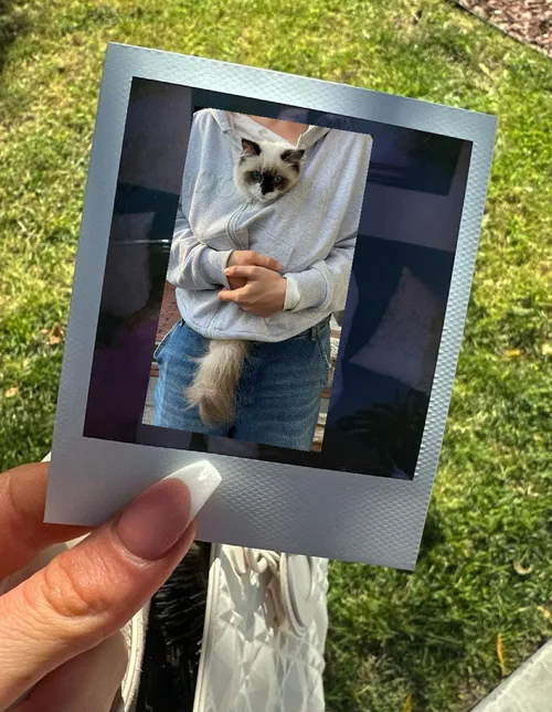 juultje tieleman doet rits open en laat stukje van poes zien