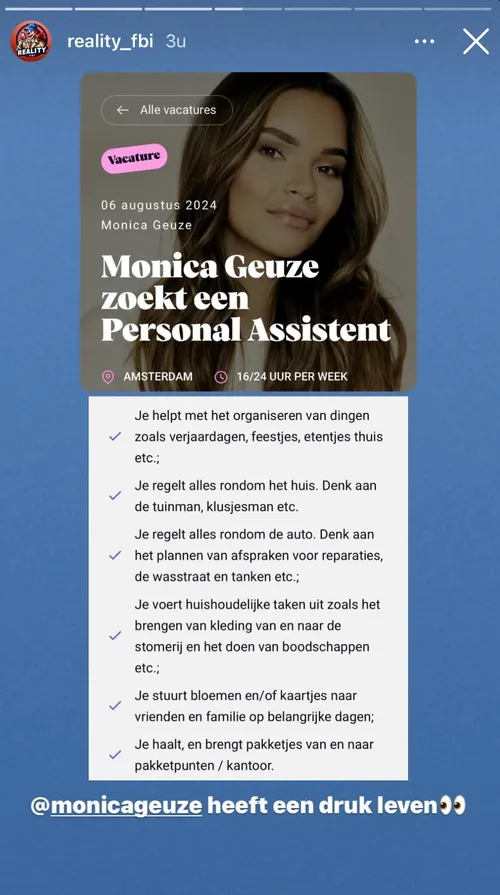 vacature personal assistant van monica geuze