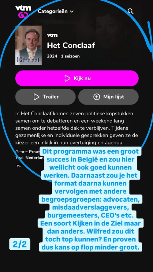wilfred genee als presentator bij het conclaaf is een goed idee