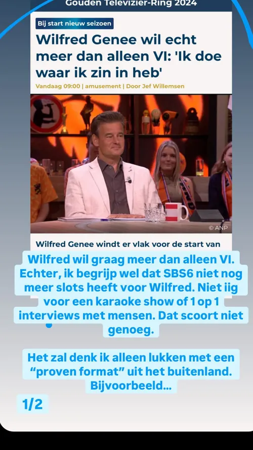 wilfred genee is getipt als presentator voor succesvol programma