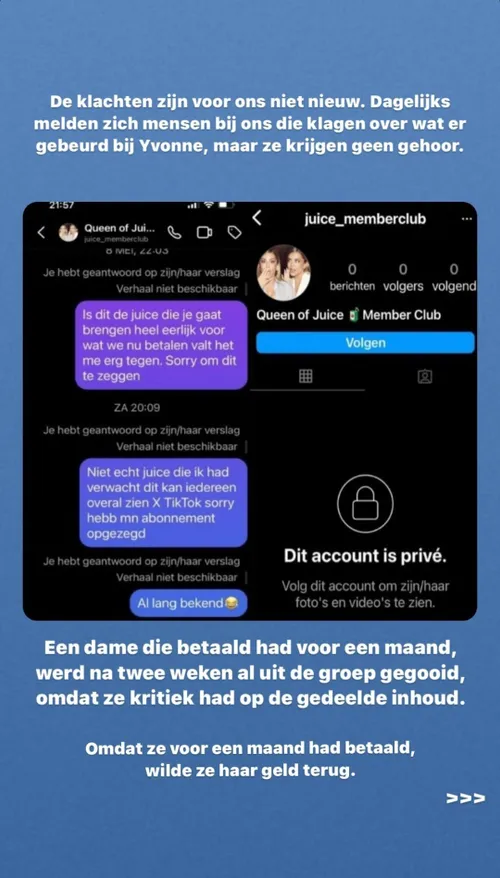 yvonne coldeweijer stelt flink teleur met betaalde zogenaamde juice