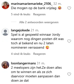 reacties op de post
