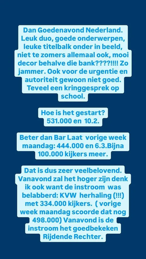 Goedenavond Nederland kijkcijfers