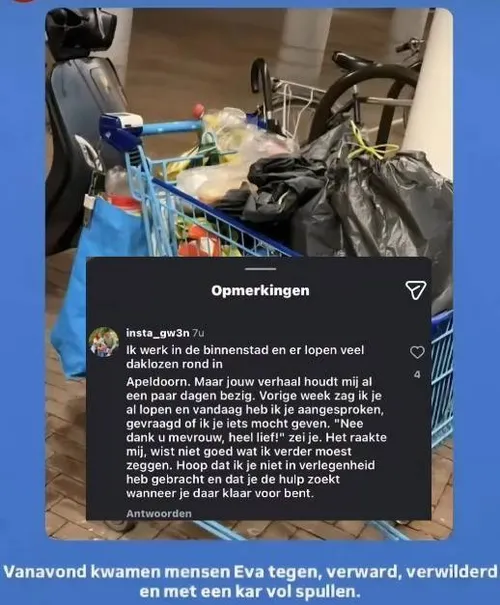 Eva van de Wijdeven dakloos