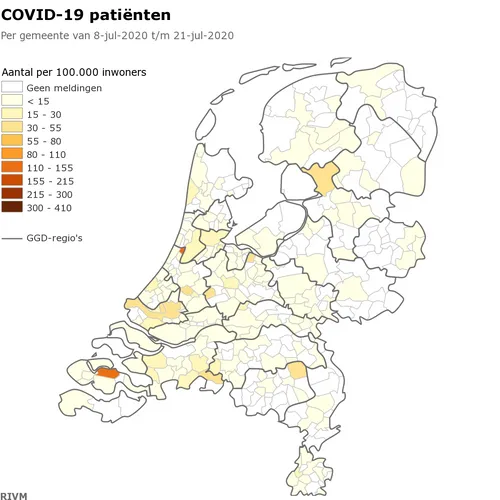 covid 19 patic3abnten per gemeente van 8 jul 2020 t m 21 jul 2020