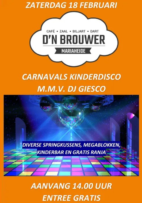 kinderdisco zaterdag 18 februari 2023 carnaval