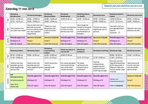programma zaterdag 11 mei 2019