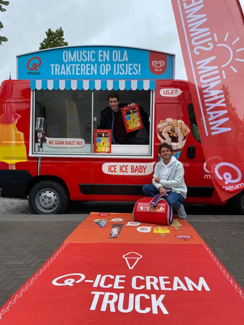 q ice cream truck bezoekt sligro