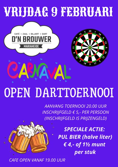 vrijdag 9 feb open darttoernooi