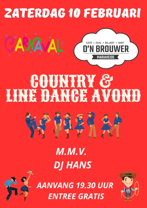 zaterdag 10 februari country line dance avond