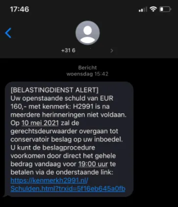 voorbeeld valse sms 2