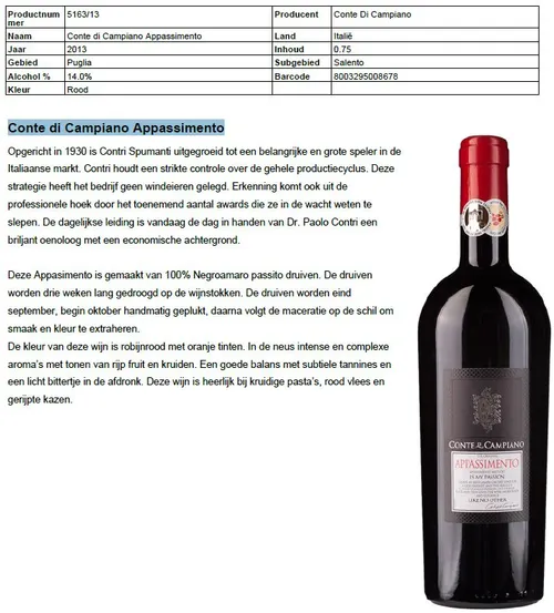 conte di campiano appassimento beschrijving